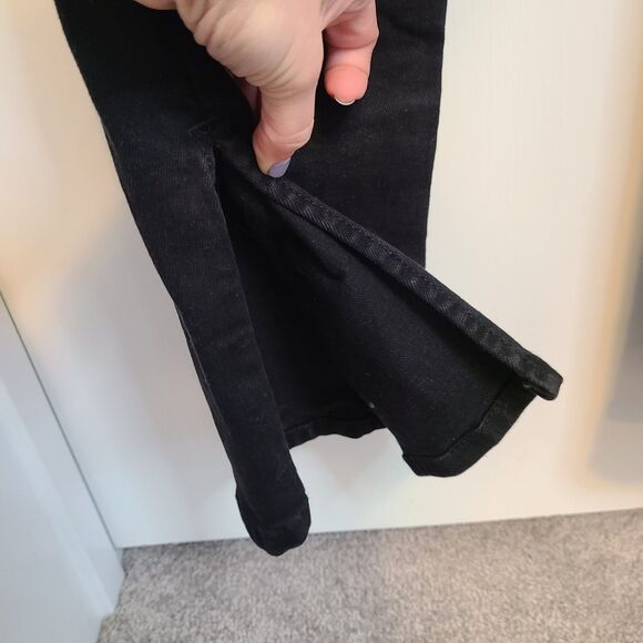Zara Split Hem Slim Jeans Black High-Rise Full Length Straight Leg Size 12 - Picture 7 of 15